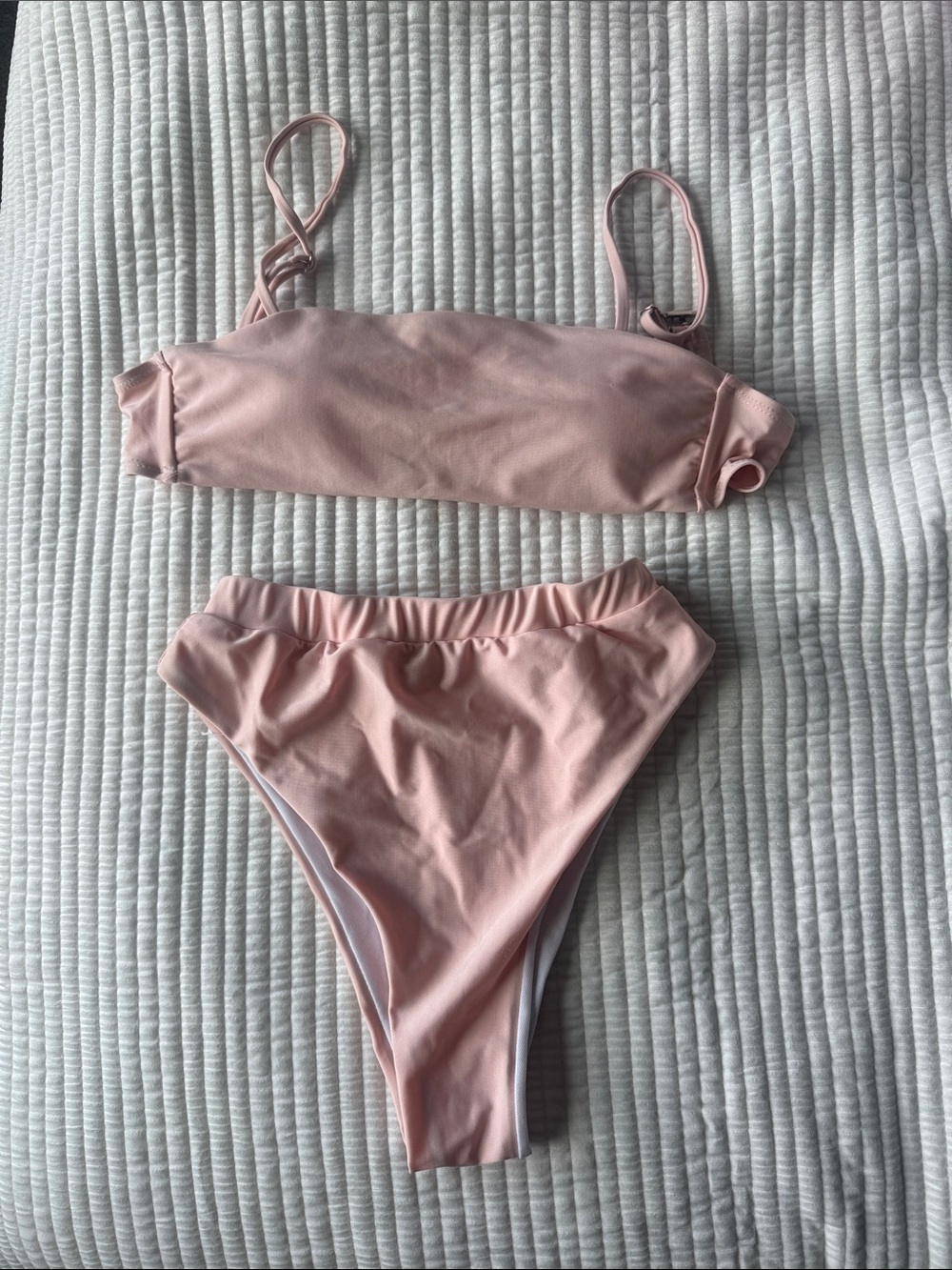 SHEIN Pale Pink Bandeau Bikini Set